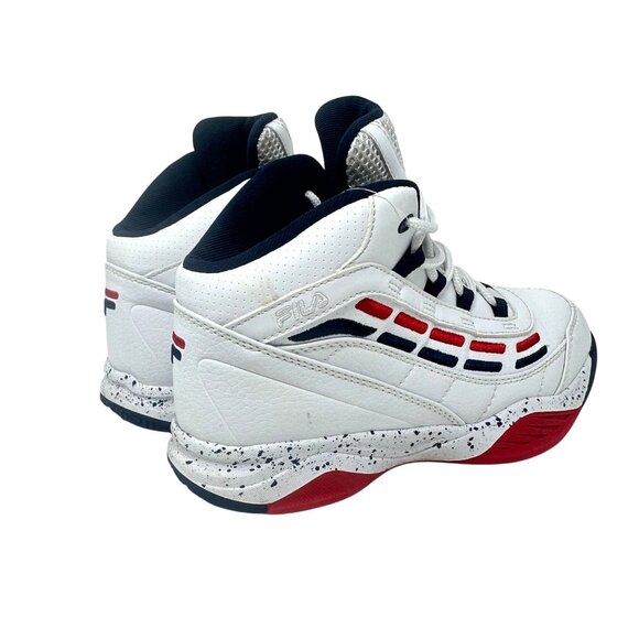Fila Spitfire Boys 4 Mid-Cut White Red Blue Youth Basketball Sneakers - Picture 14 of 16